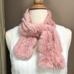 Blush pink rabbit fur scarf